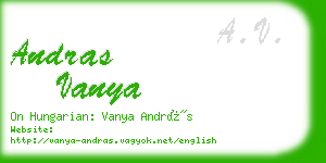 andras vanya business card